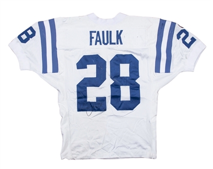 1995 Marshall Faulk Game Used &  Signed Indianapolis Colts Road Jersey Photo Matched To 2 Games (Resolution Photomatching)